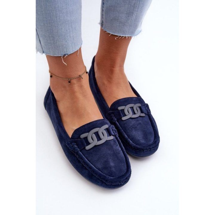 Stilingi moteriški zomšiniai mokasinai Navy Blue Rabell
