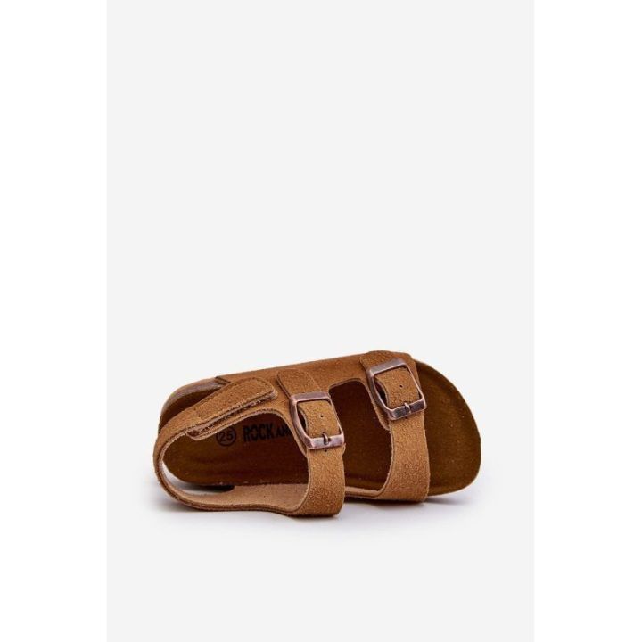 Vaikiški basutės ant kamštienos kulno su velcro užsegimu Camel Rorria