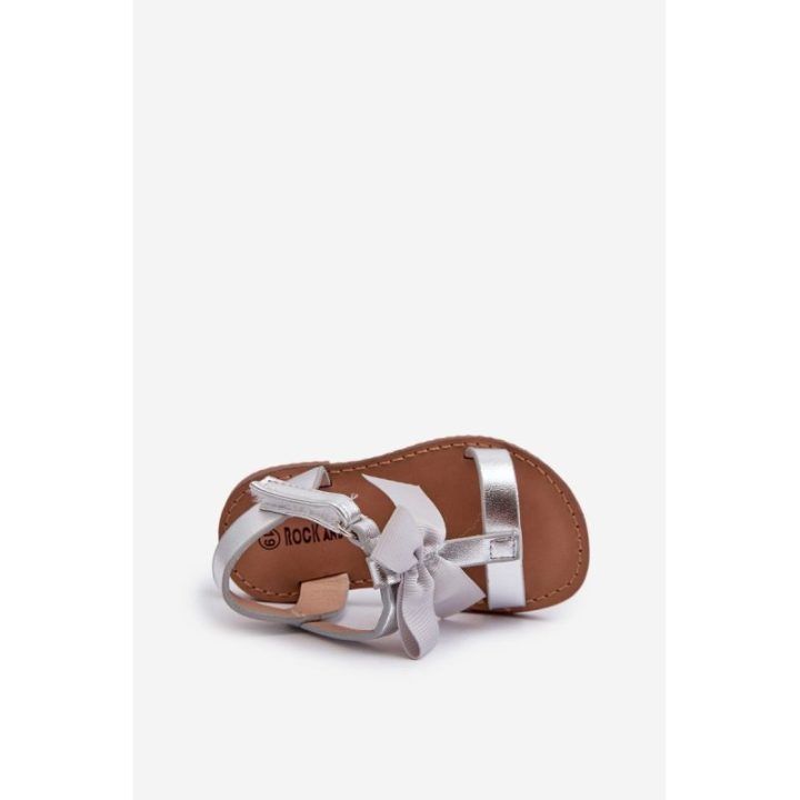 Vaikiški sandalai su lankeliu ant Velcro sidabriniai Joratia