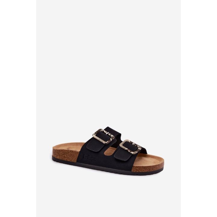Moteriškos juodos šlepetės su sagtimis Lee Cooper