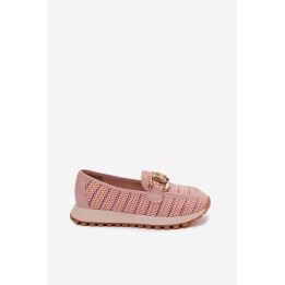 Moteriški slip-on sportiniai bateliai GOE su aukso spalvos detale, rožiniai