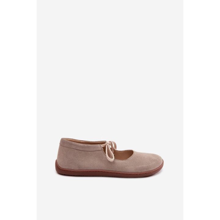 Moteriškos zomšinės barefoot balerinos Zazoo 021 Cappuccino