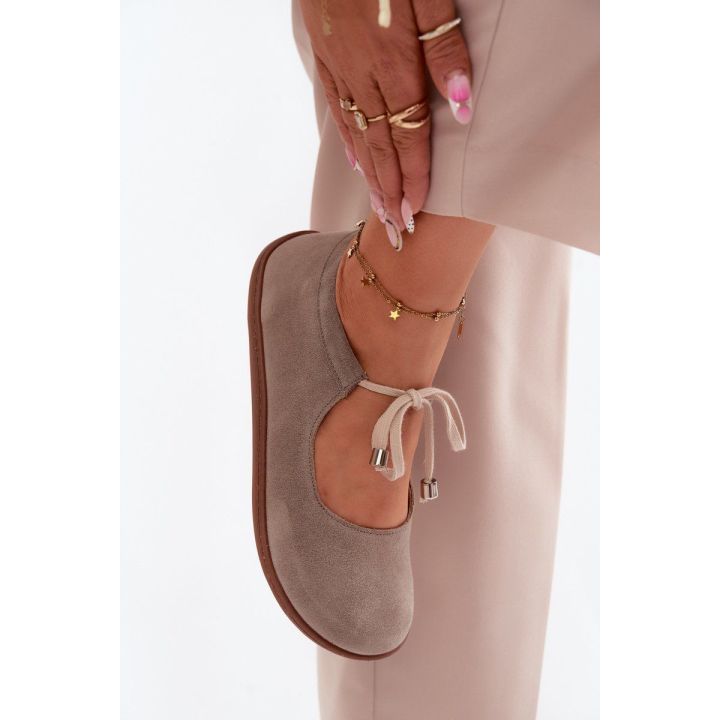 Moteriškos zomšinės barefoot balerinos Zazoo 021 Cappuccino