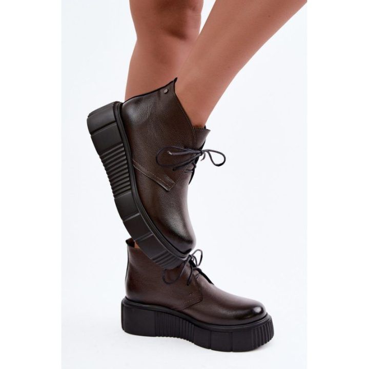 Tamsiai rudi aulinukai su platforma Step in style