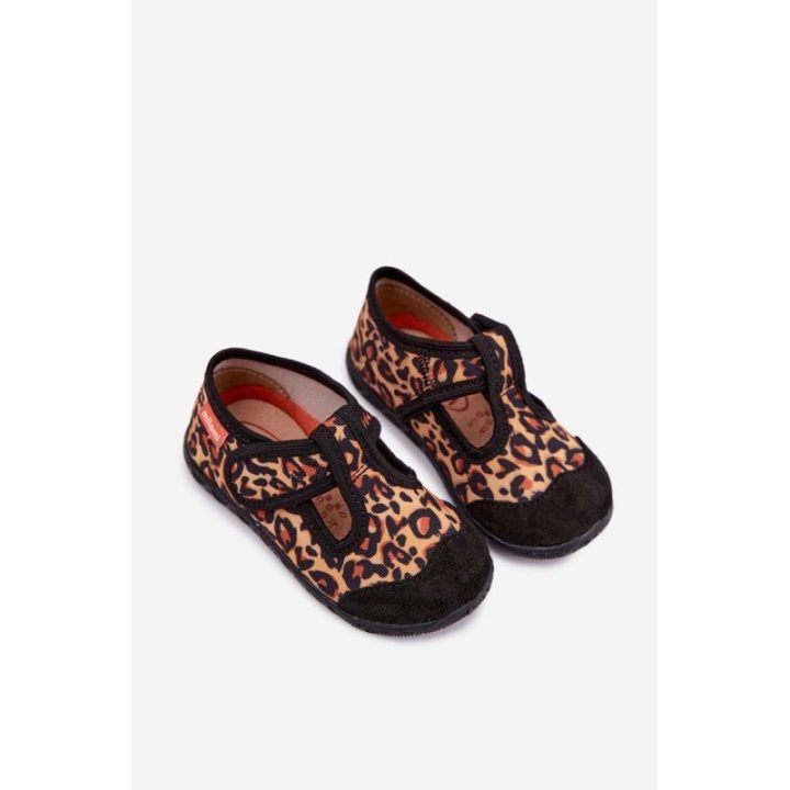 Vaikiškos šlepetės su lipduku Milami, leopardinio rašto