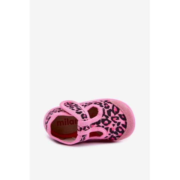 Mergaitiškos šlepetės su lipduku, rožinės leopardinės