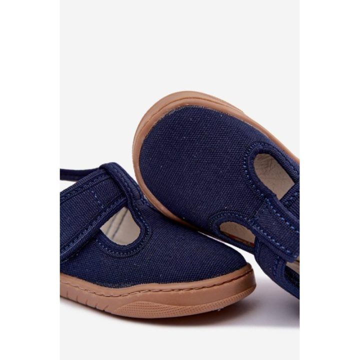 Vaikiškos barefoot šlepetės su lipduku Milami, tamsiai mėlynos