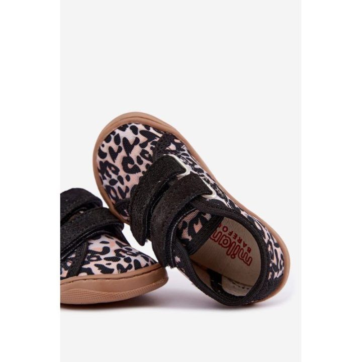 Vaikiškos barefoot šlepetės leopardo rašto, smėlio spalvos