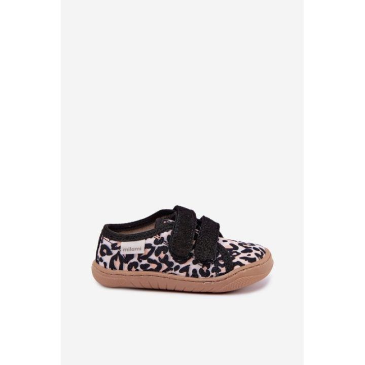 Vaikiškos barefoot šlepetės leopardo rašto, smėlio spalvos