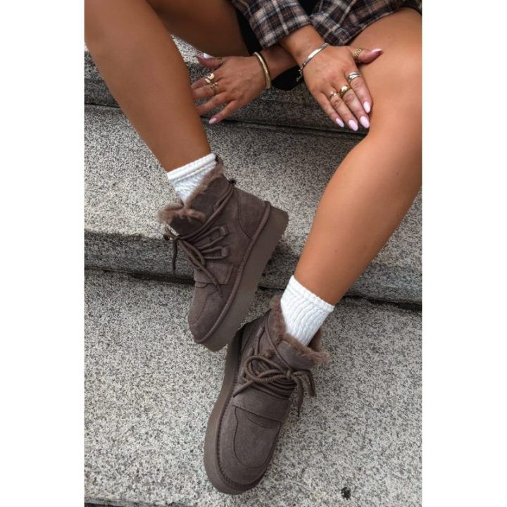 Moteriški sniego batai su platforma, rudi